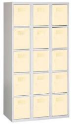 Malow Eric hegesztett, könnyített öltözőszekrény, 15 rekeszes, hengerzár, szürke/bézs