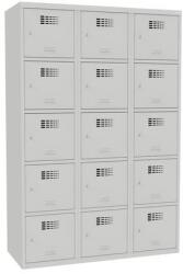 Malow Adam hegesztett öltözőszekrény, 15 rekesz, hengerzár, szürke/szürke