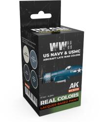 AK Interactive WWII US Navy & USMC Aircraft Colors lakk alapú festék készlet 4x 17ml (RCS112)