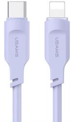 USAMS lithe series adatkábel, type-c - lightning, 20w, pd gyorstöltő, 120cm, led jelzés, lila (SJ566USB03)