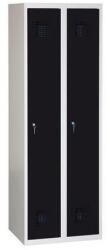 Malow Raphael hegesztett öltözőszekrény, 2 részes, hengerzár, szürke/fekete