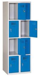 Malow Eric hegesztett, könnyített öltözőszekrény, 8 rekeszes, hengerzár, szürke/sötétkék