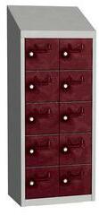 Malow Olaf hegesztett szekrény személyes tárgyakra, 10 box, hengerzár, szürke/sötétpiros