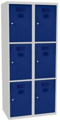 Malow Jared hegesztett öltözőszekrény, 6 rekesz, hengerzár, szürke/sötétkék