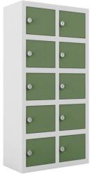 Malow Ben hegesztett szekrények személyes tárgyak számára, 10 rekesz, hengerzár, szürke/zöld