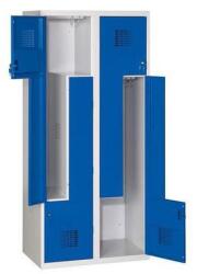 Malow Steven hegesztett öltözőszekrény, Z ajtó, 4 részes, hengerzár, szürke/sötétkék