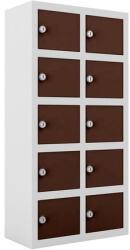 Malow Ben hegesztett szekrények személyes tárgyak számára, 10 rekesz, hengerzár, szürke/barna