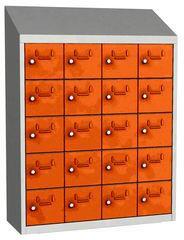 Malow Olaf hegesztett szekrény személyes tárgyakra, 20 box, hengerzár, szürke/narancssárga