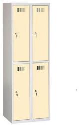 Malow Rafael hegesztett, könnyített öltözőszekrény, 4 részes, hengerzár, szürke/bézs