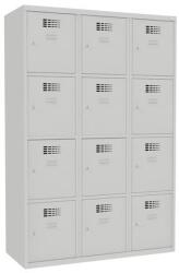 Malow West hegesztett öltözőszekrény, 12 rekesz, hengerzár, szürke/szürke