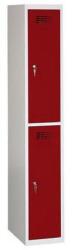Malow Rafael hegesztett, könnyített öltözőszekrény, 2 részes, hengerzár, szürke/sötétpiros