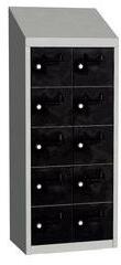 Malow Olaf hegesztett szekrény személyes tárgyakra, 10 box, hengerzár, szürke/fekete