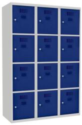 Malow West hegesztett öltözőszekrény, 12 rekesz, hengerzár, szürke/sötétkék