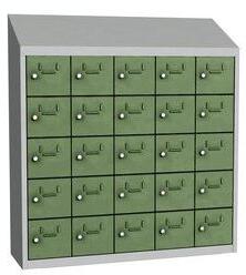 Malow Olaf hegesztett szekrény személyes tárgyakra, 25 box, hengerzár, szürke/zöld