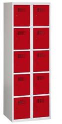 Malow Eric hegesztett, könnyített öltözőszekrény, 10 rekeszes, hengerzár, szürke/sötétpiros