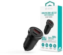 DEVIA Smart Series Mini Autós töltő 1xUSB 1xUSB-C 30W fekete (ST112421)