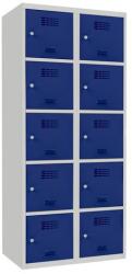 Malow Samuel hegesztett öltözőszekrény, 10 rekesz, hengerzár, szürke/sötétkék