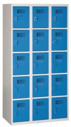 Malow Eric hegesztett, könnyített öltözőszekrény, 15 rekeszes, hengerzár, szürke/sötétkék
