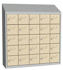 Malow Olaf hegesztett szekrény személyes tárgyakra, 25 box, hengerzár, szürke/elefántcsont