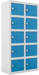 Malow Ben hegesztett szekrények személyes tárgyak számára, 10 rekesz, hengerzár, szürke/világoskék