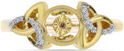  Arannyal Bevont Ezüst Gyűrű Kognak Gyémánttal és Fehér Topázzal, Y61703/57