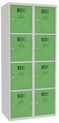 Malow Oliver hegesztett öltözőszekrény, 8 rekesz, hengerzár, szürke/zöld