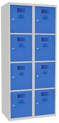 Malow Oliver hegesztett öltözőszekrény, 8 rekesz, hengerzár, szürke/világoskék