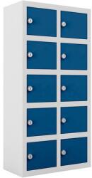 Malow Ben hegesztett szekrények személyes tárgyak számára, 10 rekesz, hengerzár, szürke/sötétkék