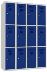 Malow Will hegesztett öltözőszekrény, 12 rekesz, hengerzár, szürke/sötétkék
