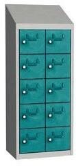Malow Olaf hegesztett szekrény személyes tárgyakra, 10 box, hengerzár, szürke/türkiz