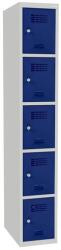 Malow Hugo hegesztett öltözőszekrény, 5 rekesz, hengerzár, szürke/sötétkék
