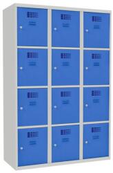 Malow West hegesztett öltözőszekrény, 12 rekesz, hengerzár, szürke/világoskék