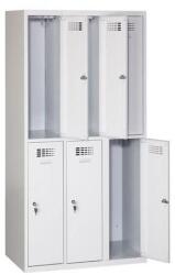 Malow Charles hegesztett, könnyített öltözőszekrény, 6 részes, hengerzár, szürke/szürke