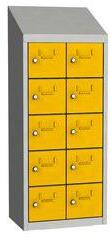 Malow Olaf hegesztett szekrény személyes tárgyakra, 10 box, hengerzár, szürke/sárga