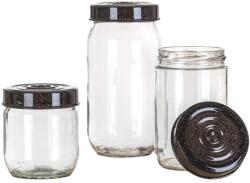 Banquet 3 db Linzi tégelyes készlet, bankett, üveg, átlátszó/szürke (81230)