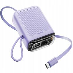 Innostyle 10000mAh-s külső akkumulátor, TransiMini FlexCharge, 33W, 2x USB-C, behúzható USB-C kábel, lila, méretek 98x69x35mm (TM31LV)