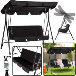  Három személyes kerti hinta hintapárnák matrac fekete (5905991073291)