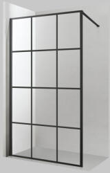 Viva Aqua Max WALK IN Zuhanyfal - FEKETE mintás - FEKETE profil - 8 mm NANO üveg - 110 x 200 cm