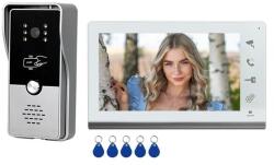  Video kaputelefon rendszer 7 hüvelykes képernyővel, CRISTALIS SALE, Video kaputelefon 5 kulcsos belépőkulccsal, Éjjellátó, Csengő villához vagy lakáshoz, Szürke fehérrel