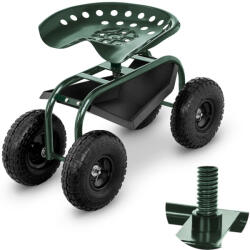  Zöld kerekes szék kerti munkákhoz, eperszedéshez, polccal akár 150 kg-ig