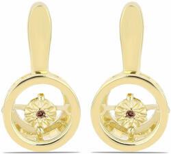  Arannyal Bevont Ezüst Fülbevaló Kognak Gyémánttal, Y61681