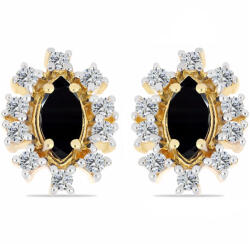  Arannyal Bevont Ezüst Fülbevaló Fekete Onixszal és Fehér Topázzal, Y61699