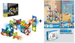 Mamido Előnyös Mágneses készlet Változtatható 108 részes építőkészlet + Világító építőkészlet labdapálya 49 részes