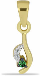  Arannyal Bevont Ezüst Medál Zöld Gyémánttal és Fehér Cirkónnal, Y62858