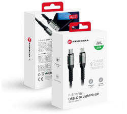 Forcell F-Energy C259 USB-C-Lightning töltő / adatkábel, PD 3A, 27W, 1, 2m, fekete