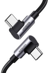 UGREEN US335 USB-C / USB-C gyorstöltő derékszögű töltő- és adatkábel, 100W, 1m, fekete