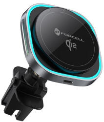 Forcell F-Grip Air Mag autós tartó / autós töltő szellőzőrácsba, vezeték nélküli / wireless töltéssel, Qi2, 15W, szürke