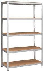 SONGMICS Ötszintes Polcrendszer, Acél Polcrendszer Tároláshoz, Teherbírás 875 Kg, 60 X 120 X 200 Cm, Ezüst