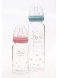  55042725 BabyBruin® hőálló üveg cumisüveg 120 ml szilikon etetőcumival, cseppmentes kupakkal