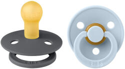 BIBS játszócumi - Colour natúr kaucsuk 0-6 hó grafit és pasztellkék 2 db - vital24